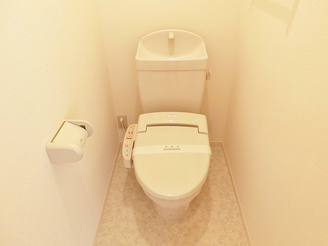 床面まで明るく爽やかな印象。ウォシュレットです。